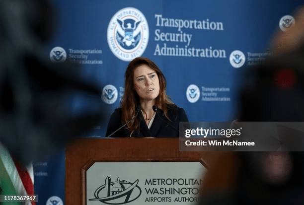 Then-TSA Acting Deputy Administrator Patricia Cogswell speaking about Real IDs at a press conference in 2019.