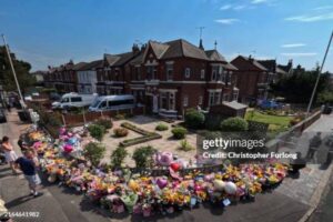 Tributes left where the Southport stabbings took place.