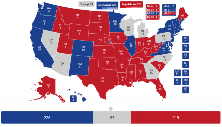 Swing states in the 2024 presidential election.