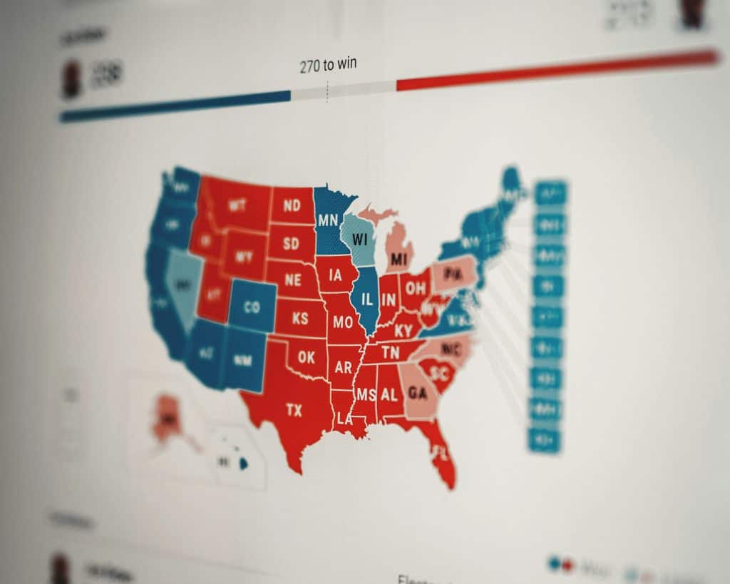 Democratic Blue States Map. 