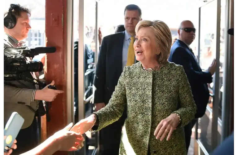 Hillary Clinton greeting supporters