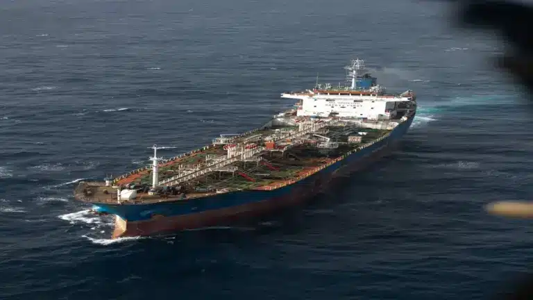U.S. Marines from the 31st Marine Expeditionary Unit board M/T Celestial Sea along the Strait, an Iranian-flagged commercial oil tanker suspected of attempting to violate the U.S. blockade